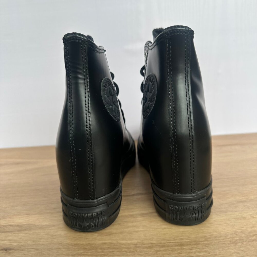 ✨Converse Chuck Taylor Wedge Platform Leather Sz 7.5 Women's Shoes Black A12827C - Picture 5 of 9